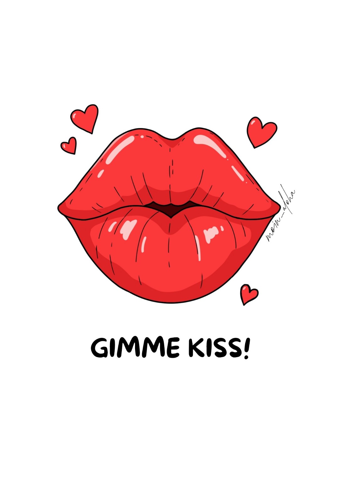 Red lips and hearts: Gimme Kiss
